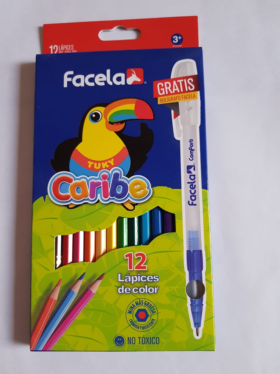 CAJAS DE COLORES FACELA + BOLIGRAFO 12UN